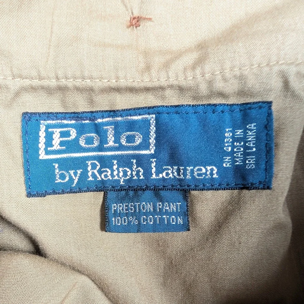Vintage Polo‎ Ralph Lauren Corduroy Preston Pants Mens 35x30 Tan Straight Y2K